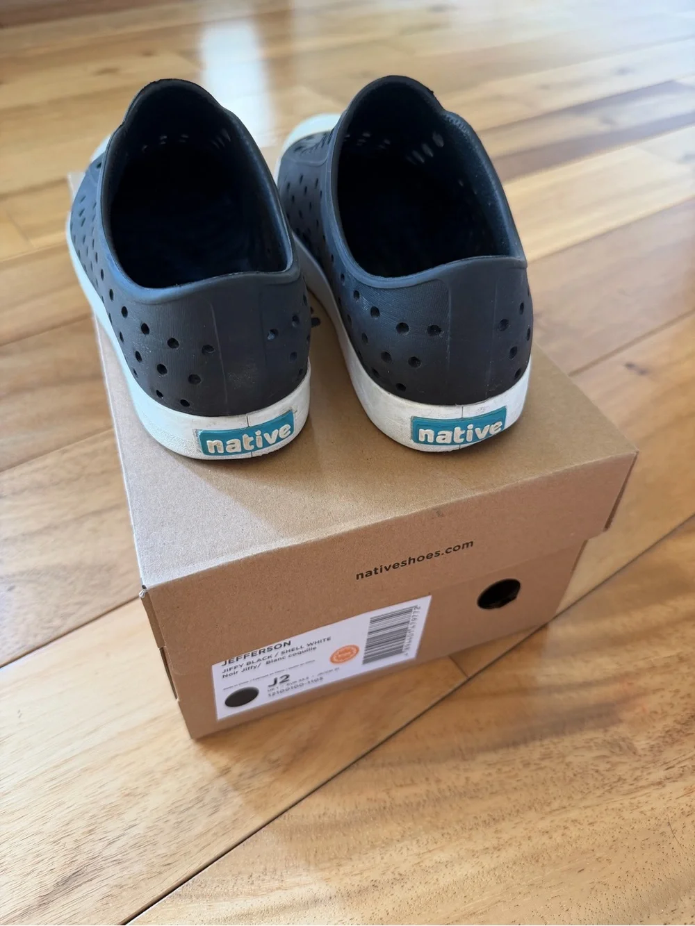 Native Shoes Kids Water Slip-On in Black with White Toe
